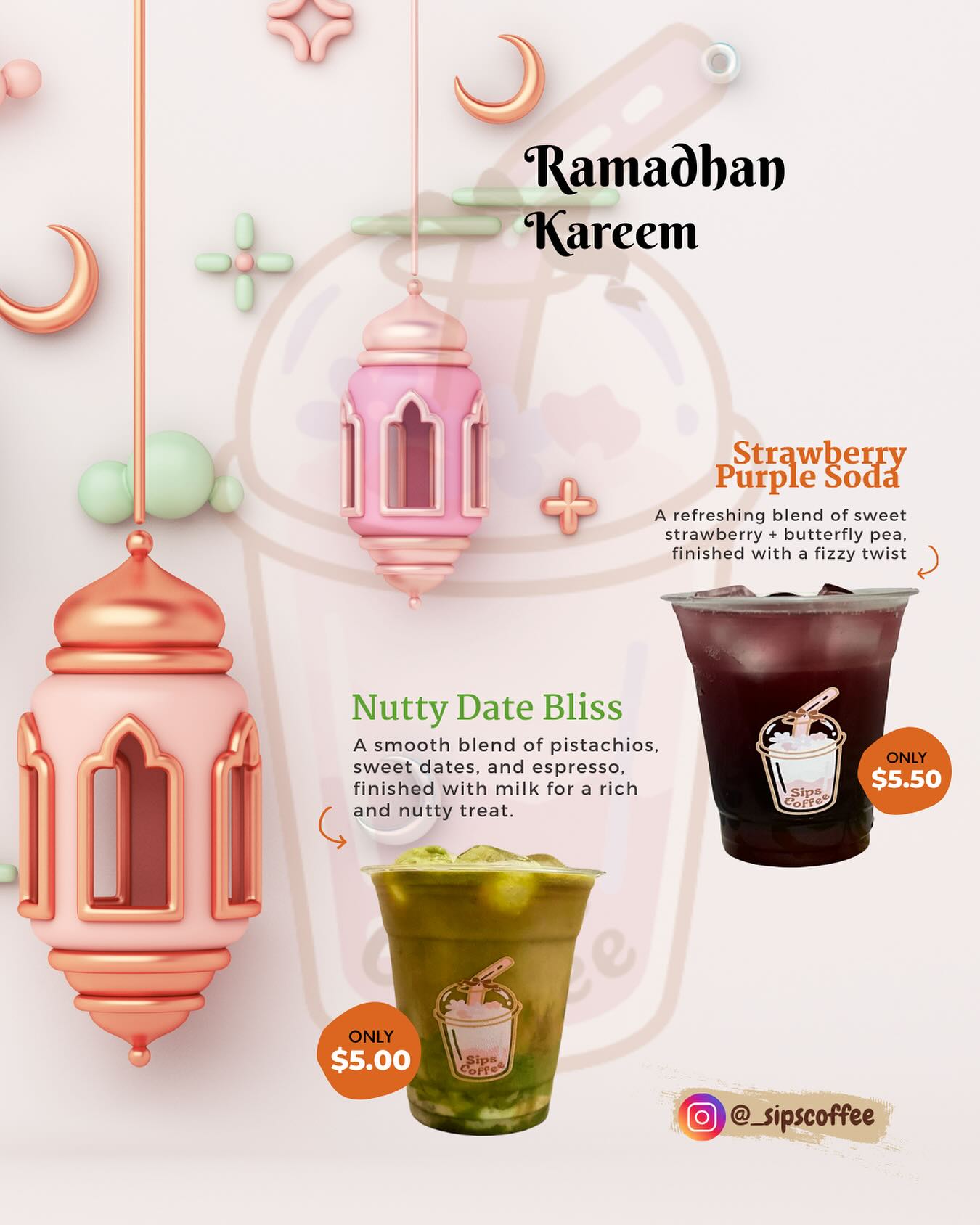 _sipscoffee Facebook ad: Sip, Share, and Spread Kindness This Ramadhan!