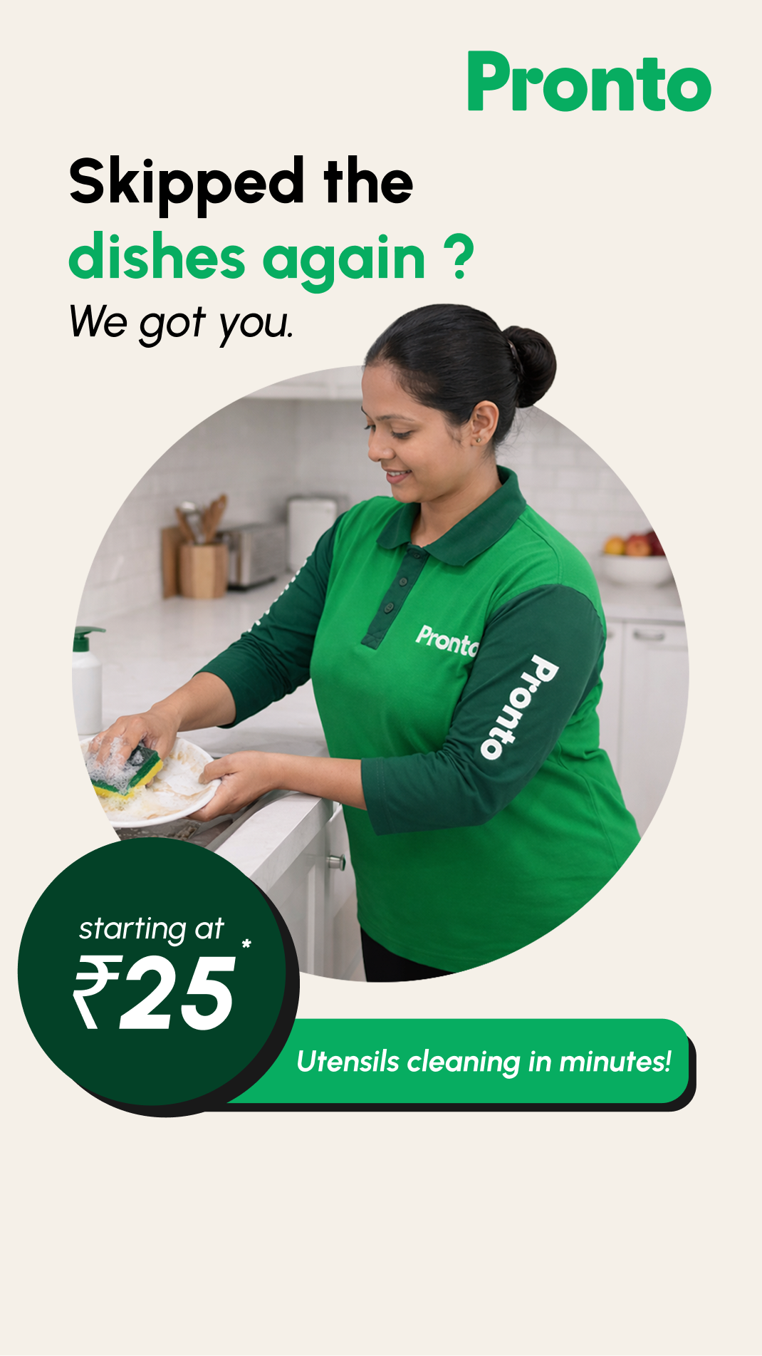 Pronto - India's 10 Minute Home Services App Facebook ad