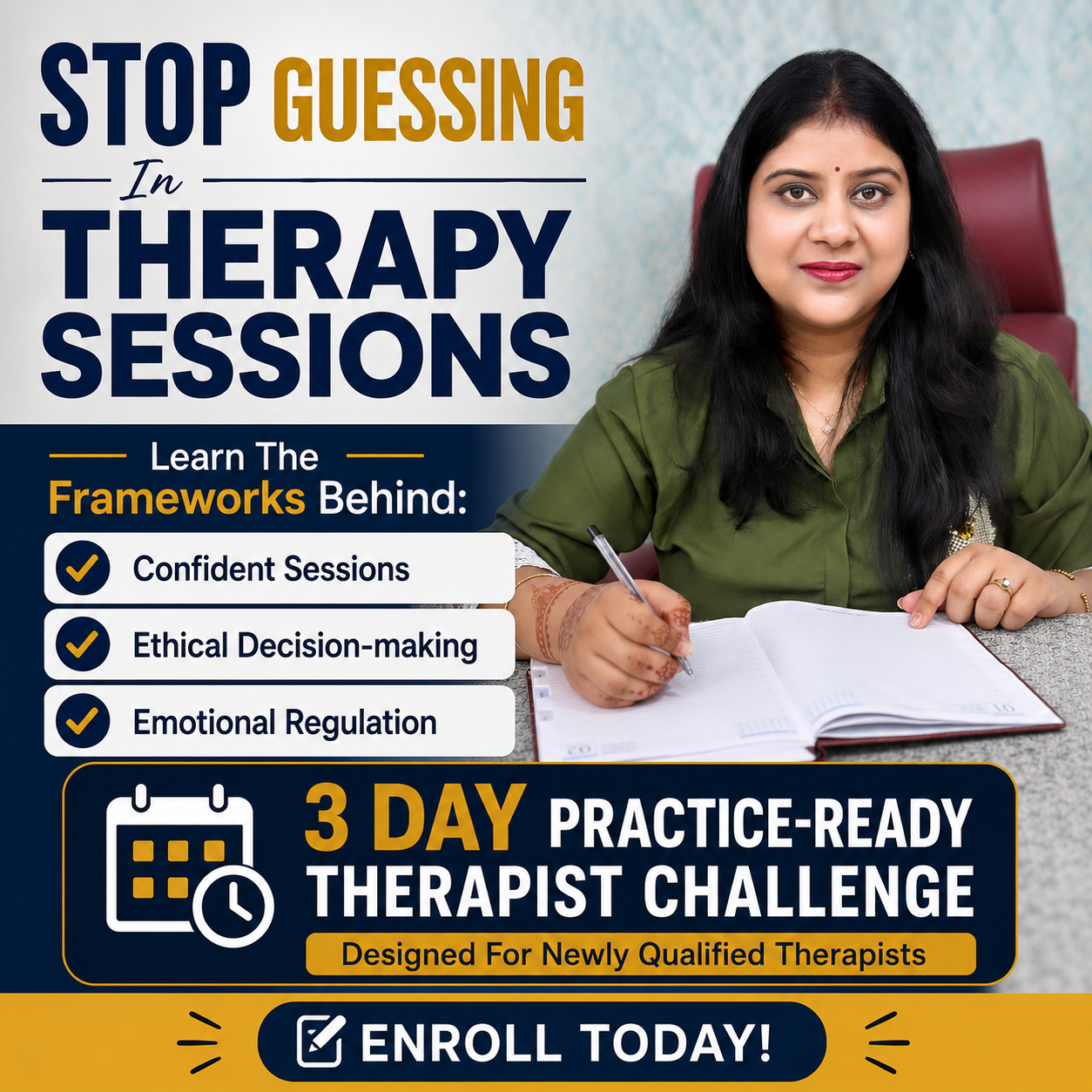 Silent.Door Facebook ad: Register For The 3 Day Practice-Ready Therapist Challenge