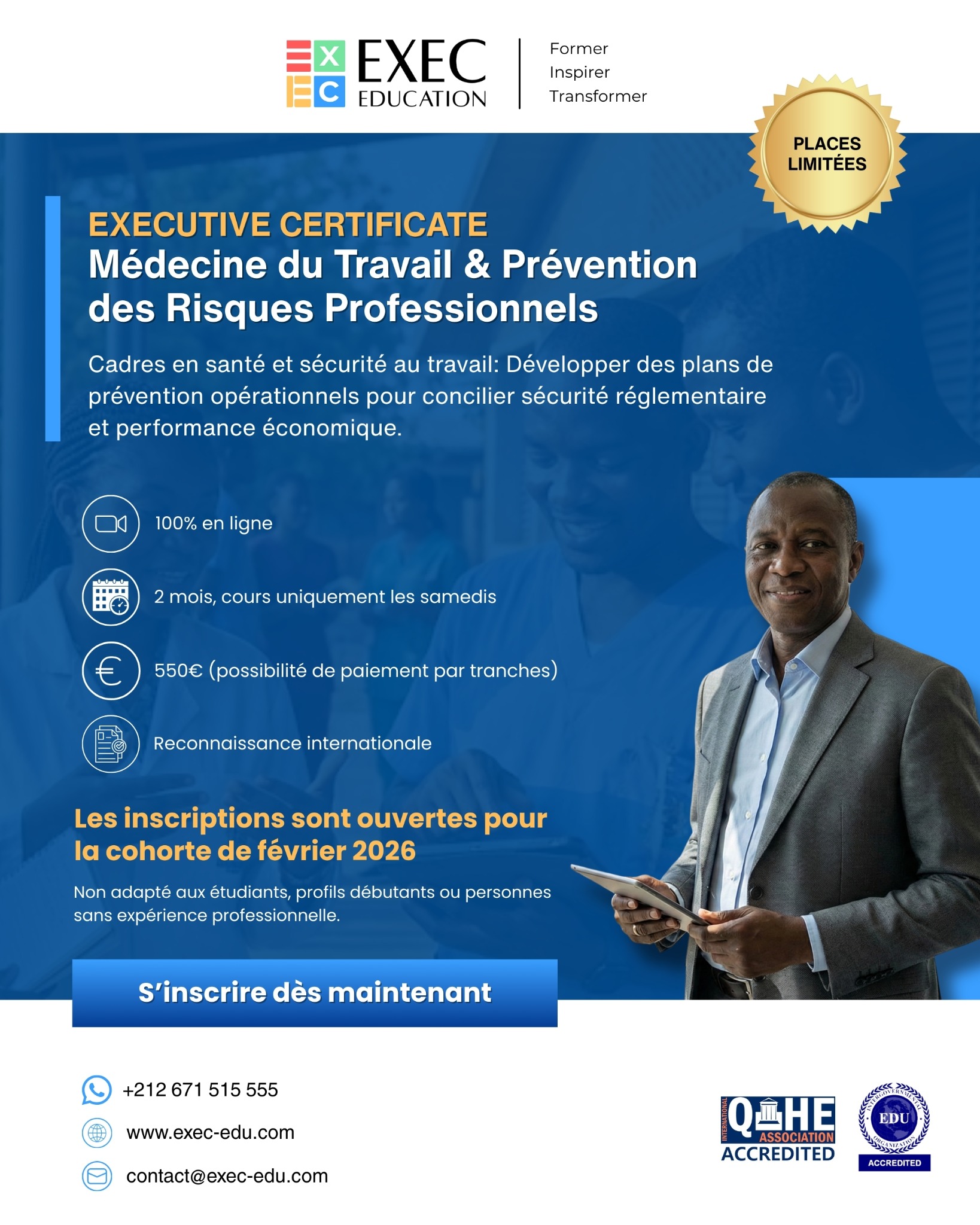 EXEC Education Facebook ad: Executive Certificate Médecine du Travail & Prévention des…