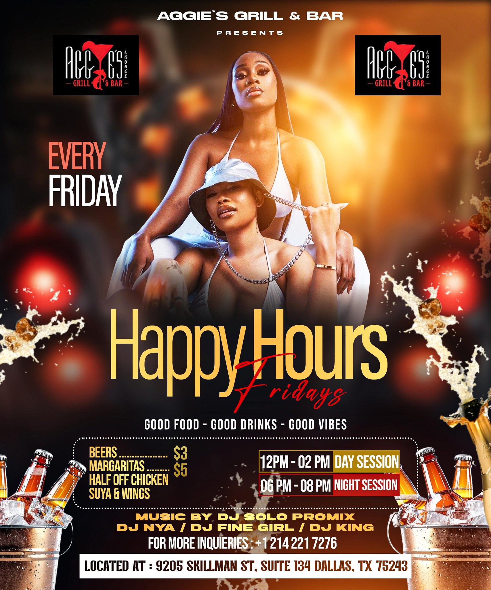 Aggies Restaurant Facebook ad: Happy Hour Fridays