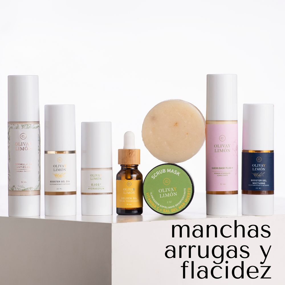Oliva y Limón Facebook ad: Disminuye gradualmente arrugas, manchas y flacidez con la…