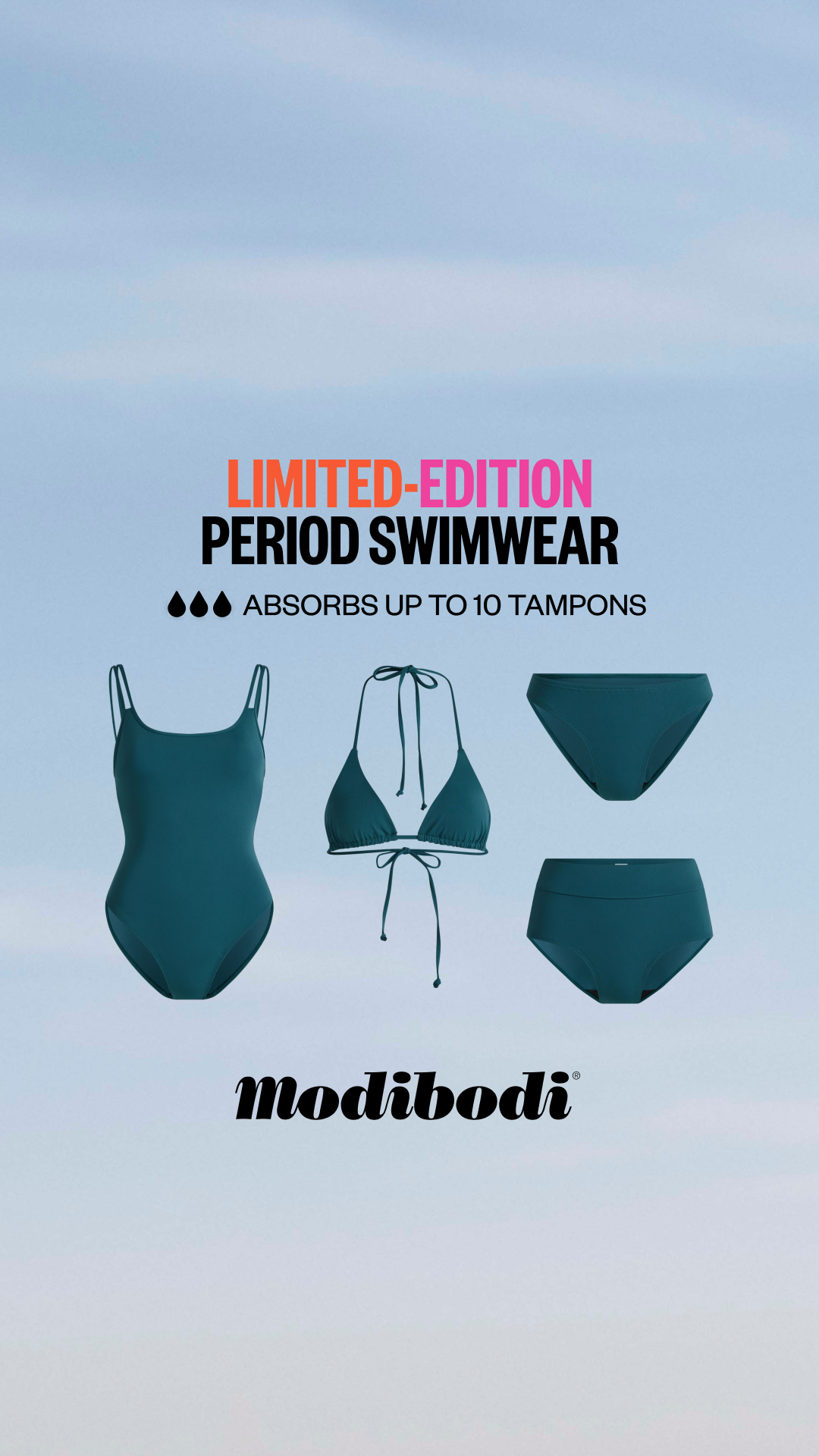 Modibodi Facebook ad: Period‑Proof Swimwear: Shop Now