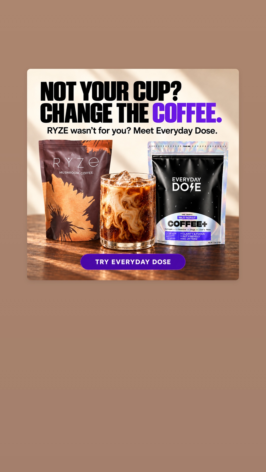 Everyday Dose Facebook ad: Pour Yourself Coffee That Does More