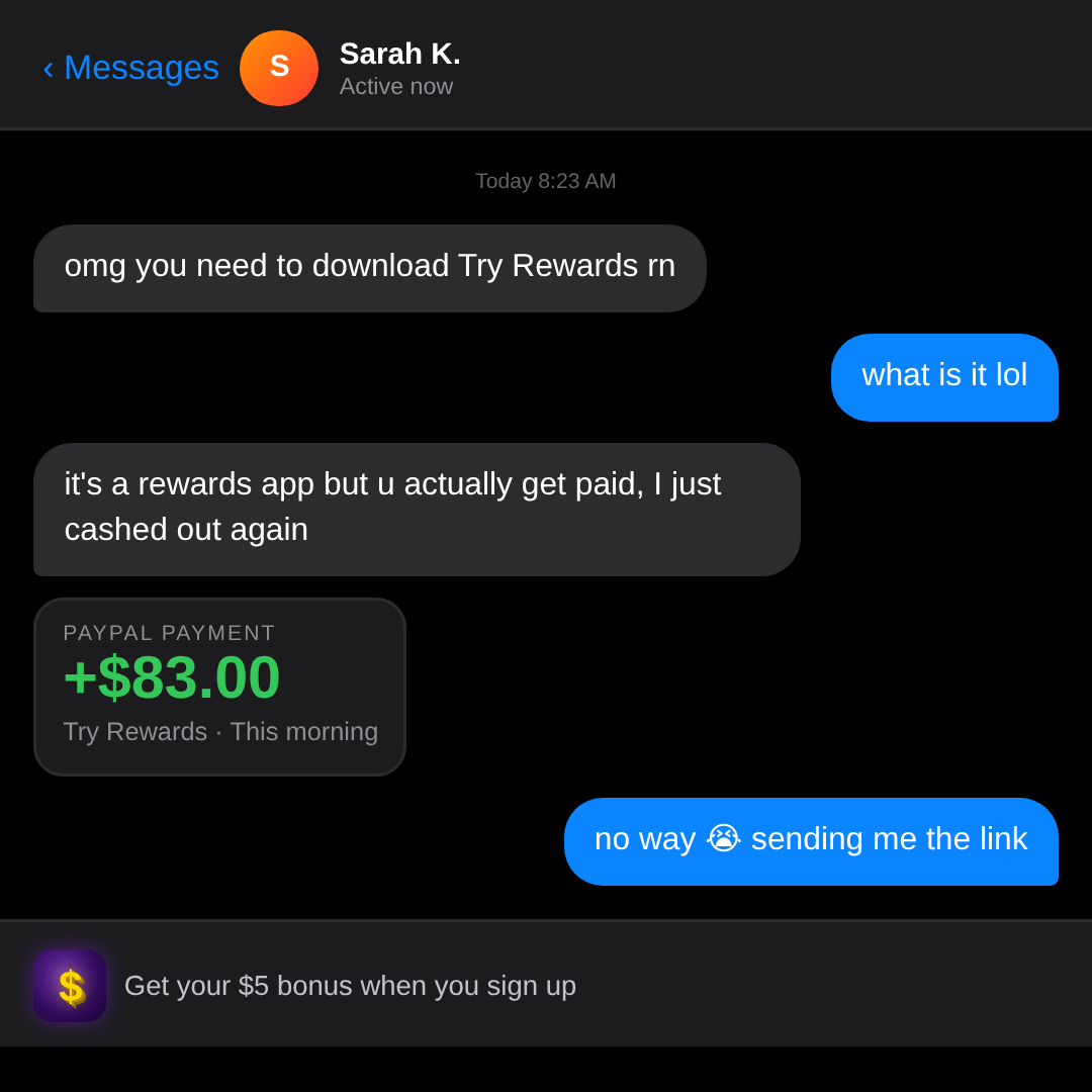 Try Rewards Facebook ad