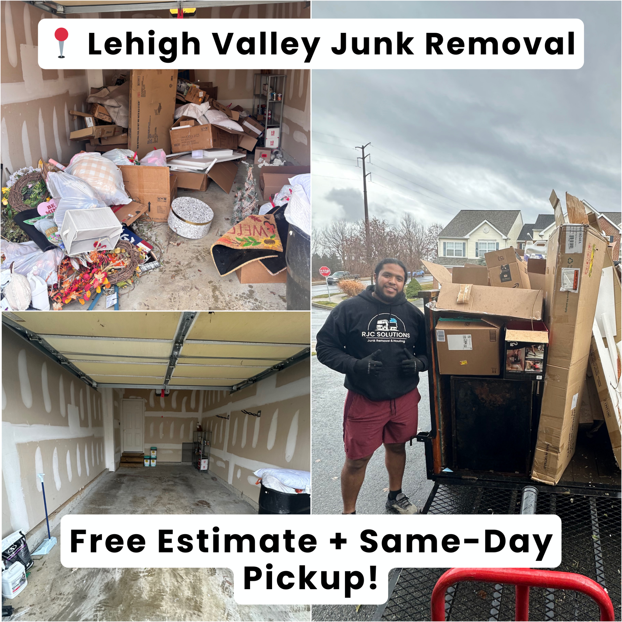 RJC Junk Solutions - Allentown Facebook ad: Same-Day Pickup + 15% OFF