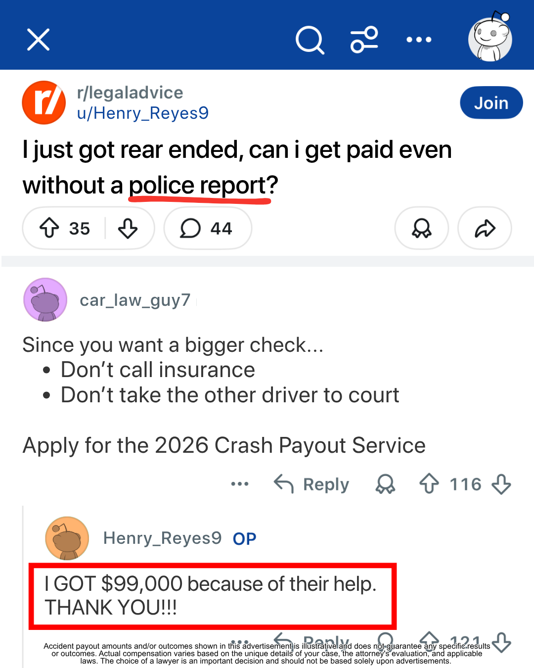Accident Connect Facebook ad