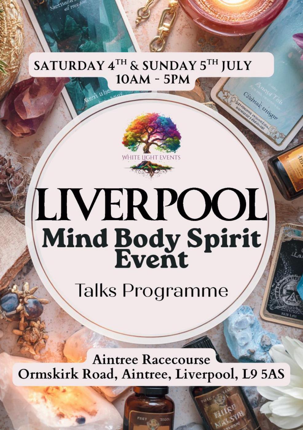White Light Events Mind Body and Spirit Events Facebook ad: Liverpool Mind Body Spirit Event Talks Programme
