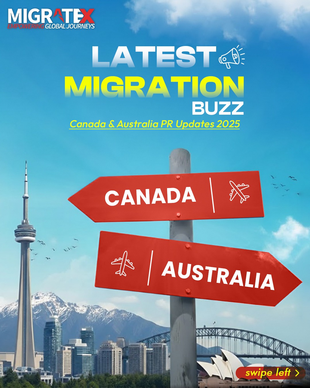 Migratex Global Consultants Facebook ad: Planning to work, study, or settle in the…