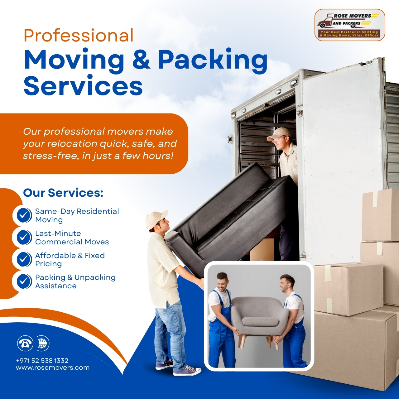 Rose Mover Facebook ad: Best Movers in Dubai