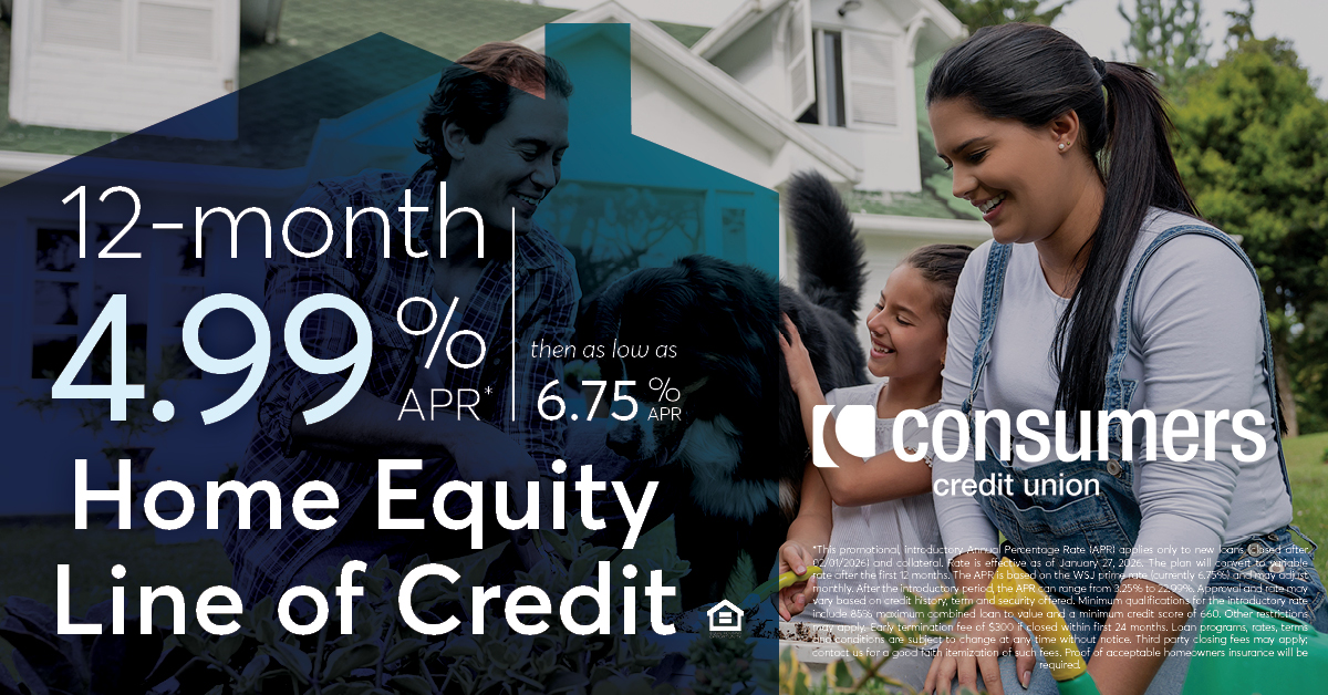 Consumers Credit Union Facebook ad: Buying a car, taking a vacation, getting new furniture or…