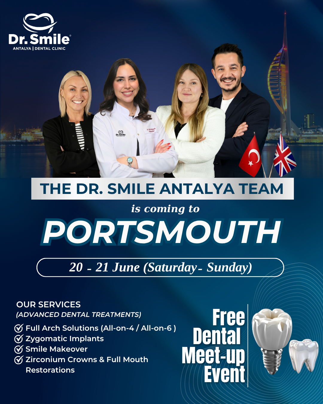 Dr Smile Antalya Dental Clinic Facebook ad: FREE DENTAL MEET-UP!