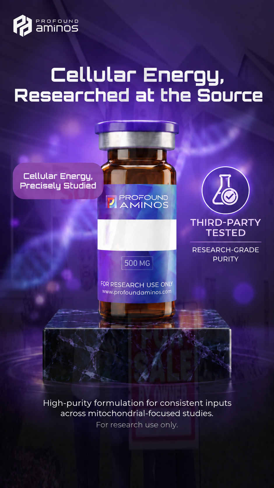 Profound Aminos US Facebook ad: Premium Quality. Documented Purity.