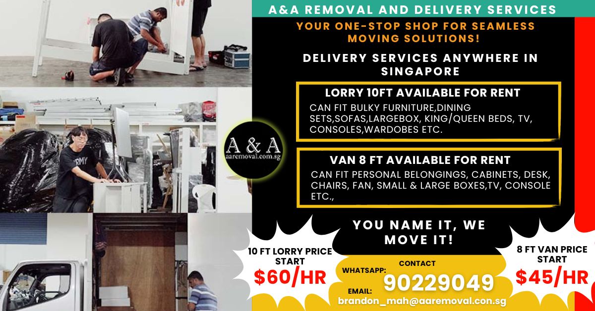 A & A Man with van from SGD45 Facebook ad: Removal, Delivery, Disposal, Storage, Cartons,Trolley…