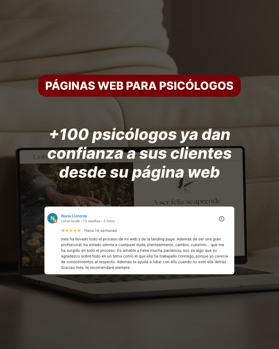 Studio Soleil Facebook ad: Especialista en webs para psicología