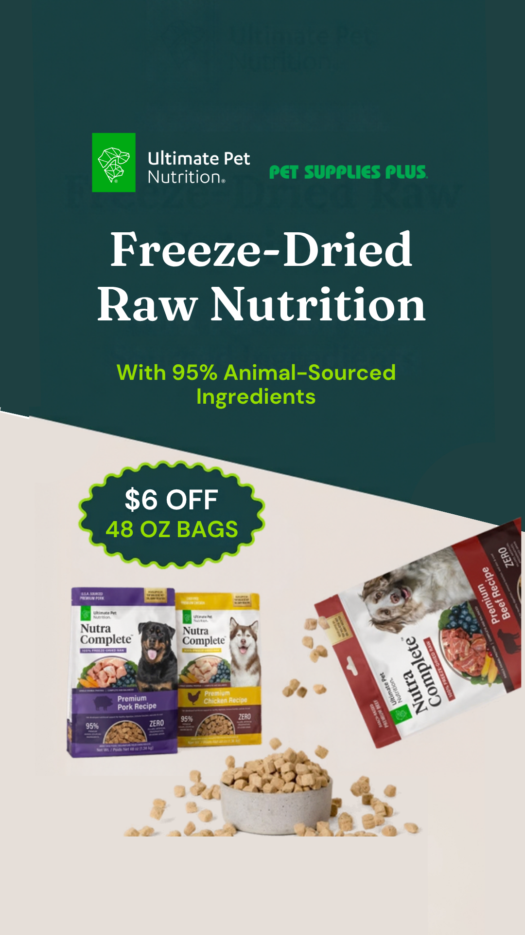 Pet Supplies Plus Facebook ad: Save $6 on Nutra Complete