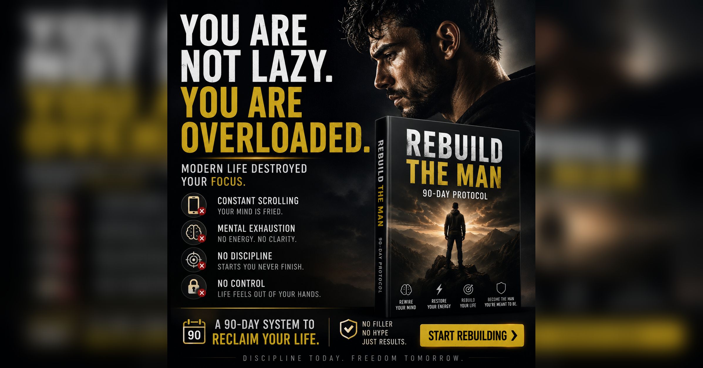 Rebuild the MAN Facebook ad: Rebuild The Man, 90-Day Protocol