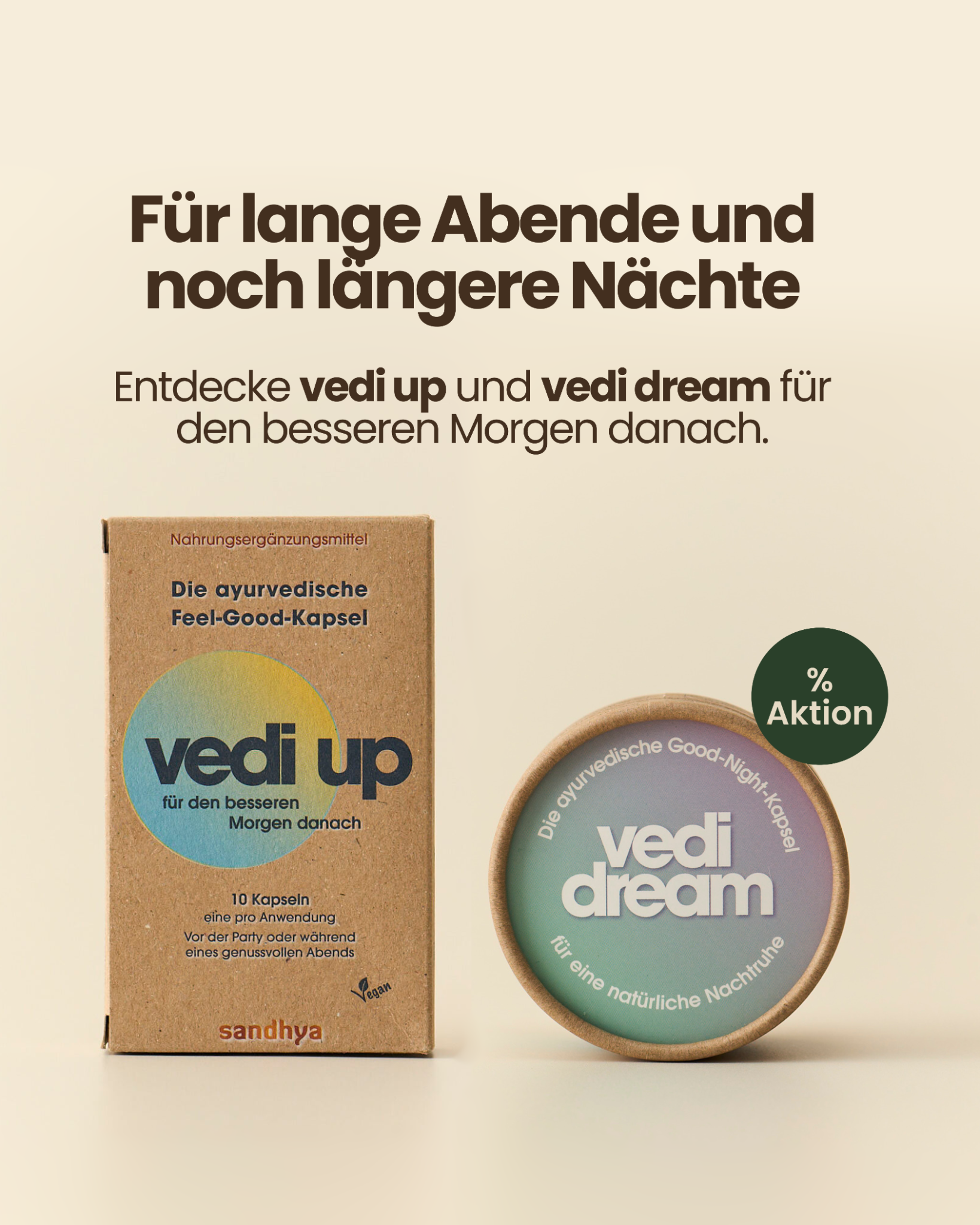 SANDHYA Facebook ad: Gut schlafen nach einem langen Abend? So geht's.
