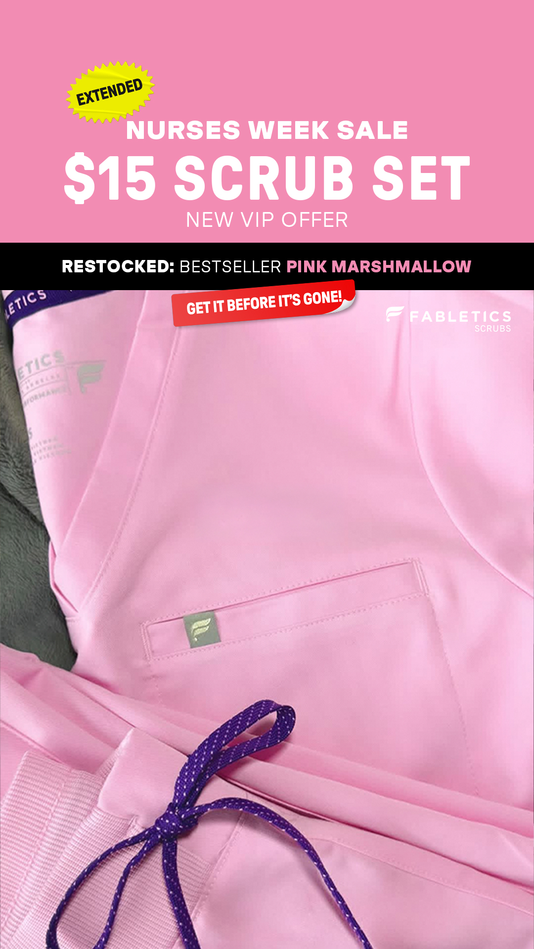 Fabletics Scrubs Facebook ad