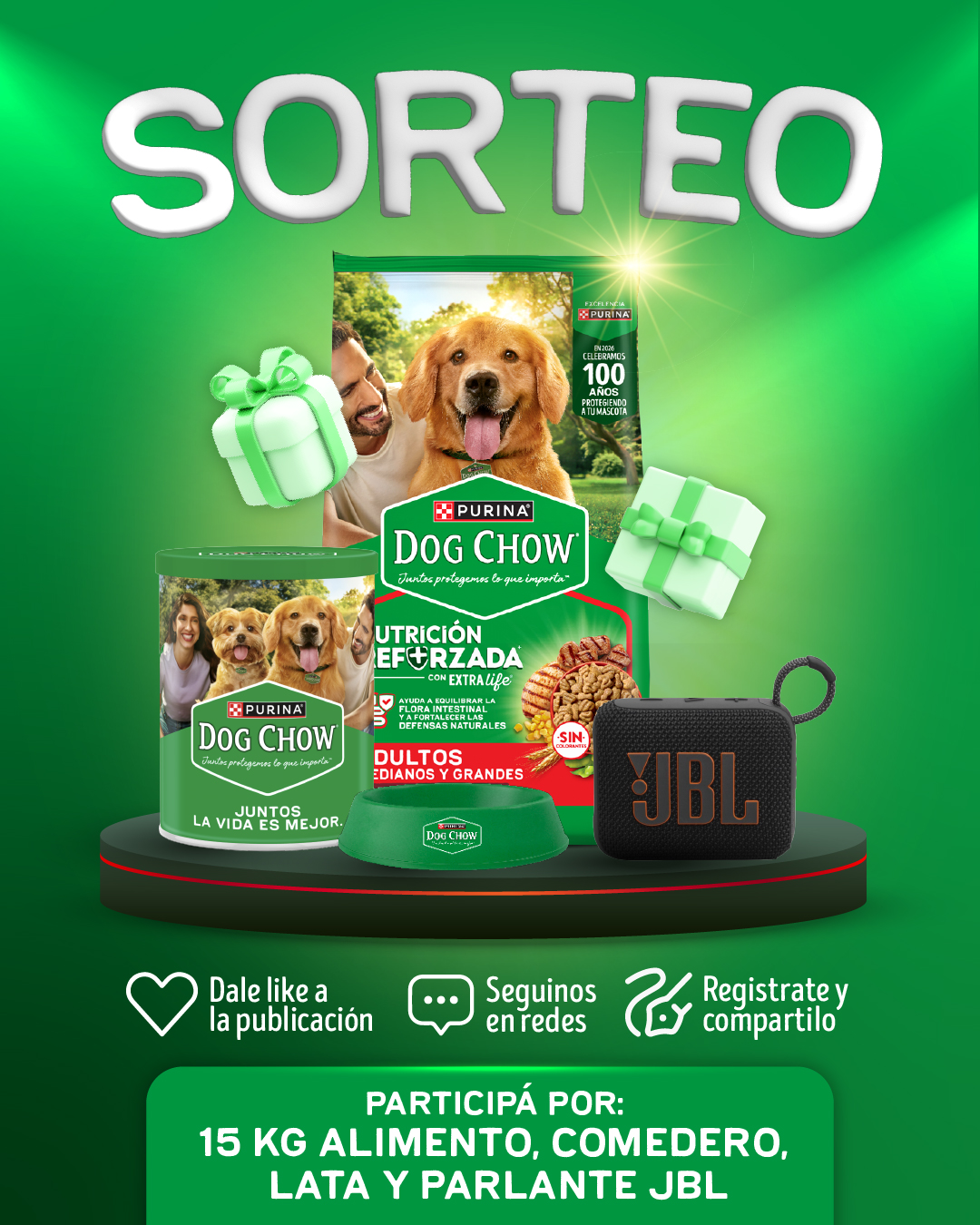 Purina Dog Chow Facebook ad: ¡Participá y Ganá con Dog Chow!