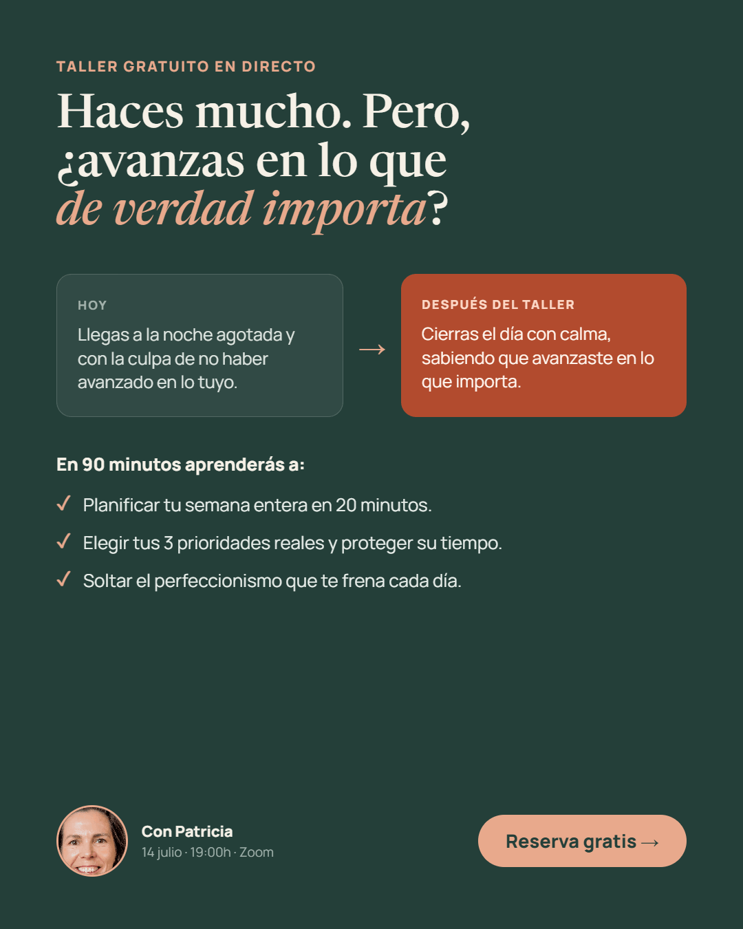 Estirando el tiempo Facebook ad: ¿Y si una semana organizada cambiara tu vida?