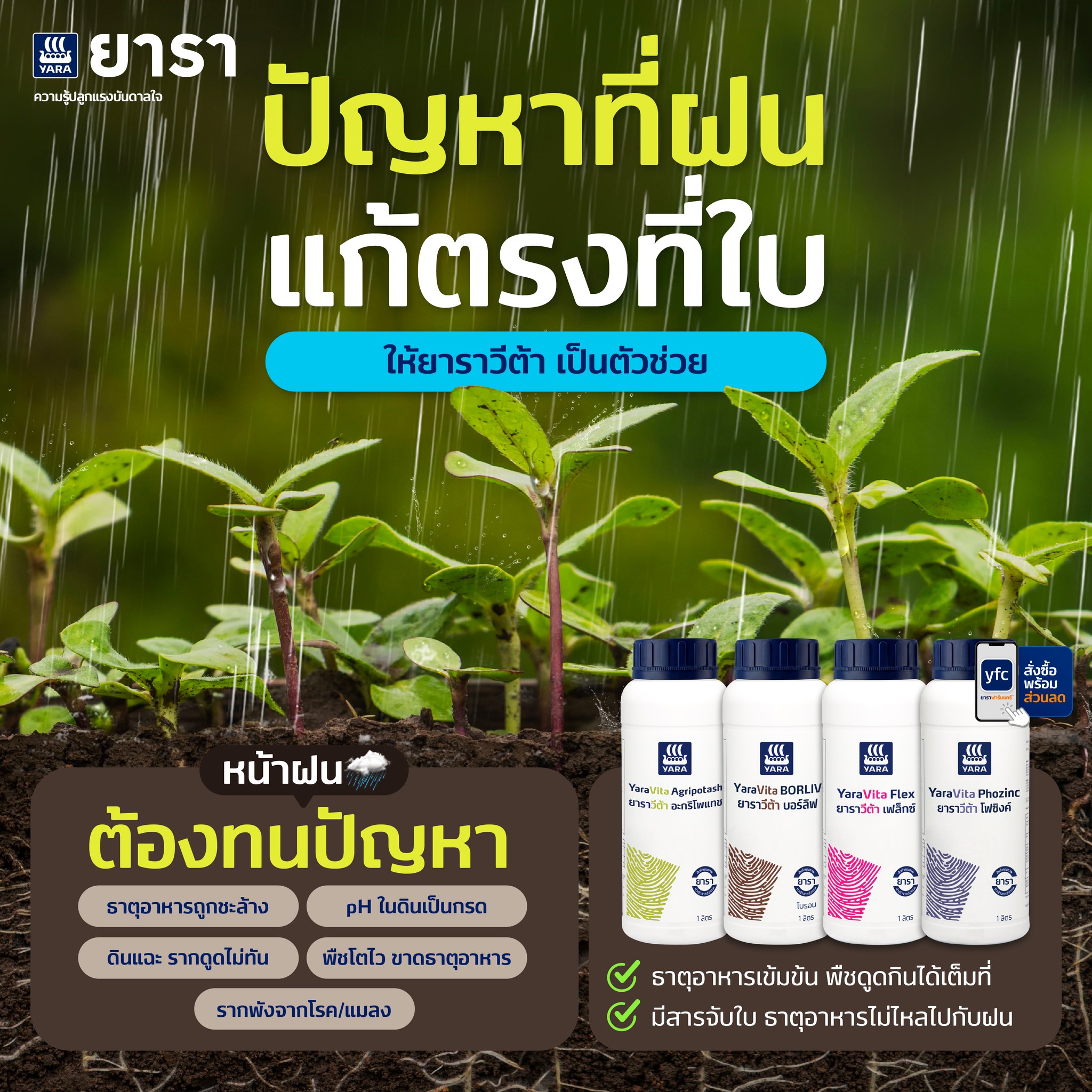 ยารา ประเทศไทย - Yara Thailand Facebook ad: รู้หรือไม่ ช่วงหน้าฝน หลายสวนเจอปัญหา