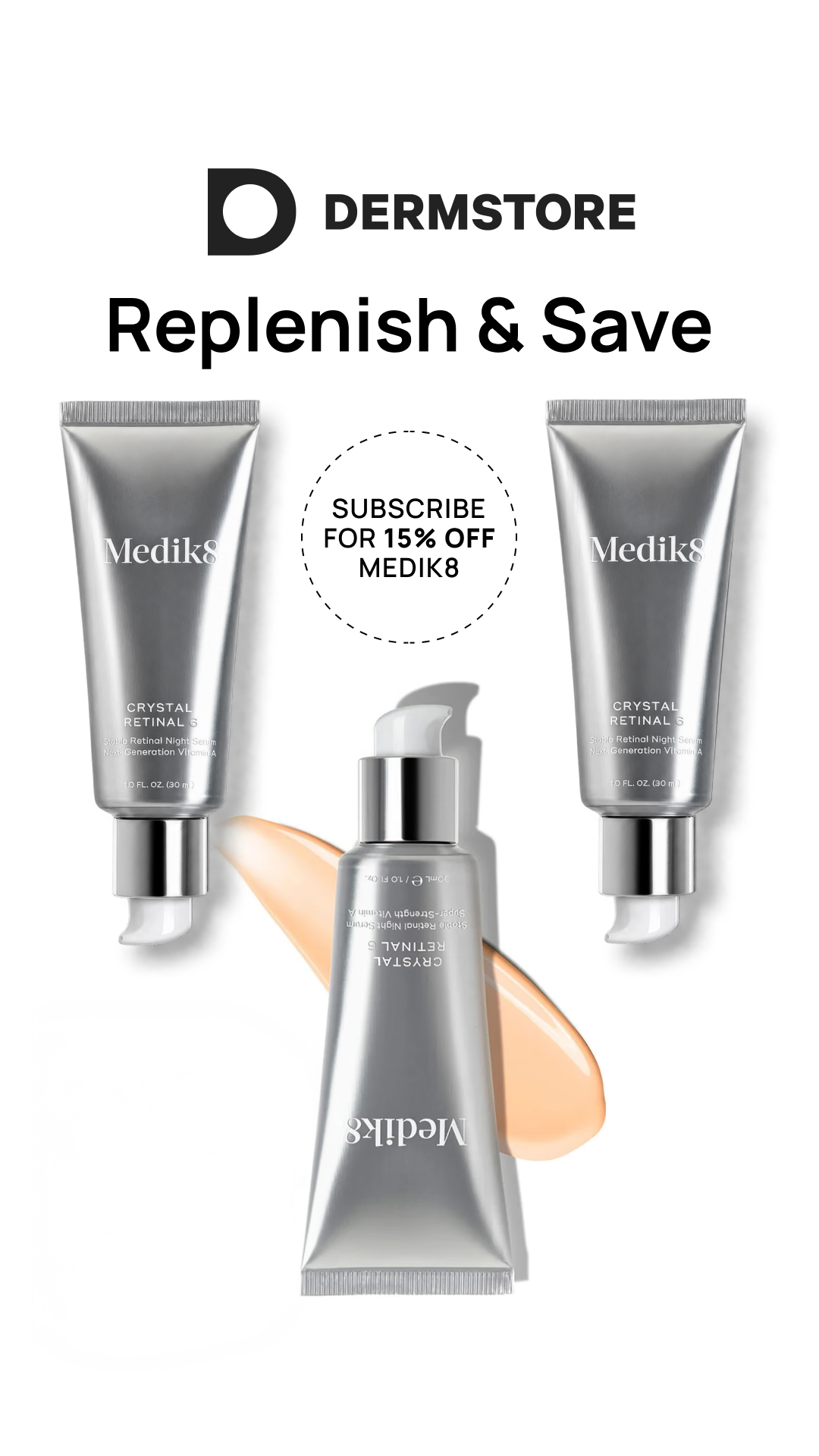 Dermstore Facebook ad: Never Run Out Again