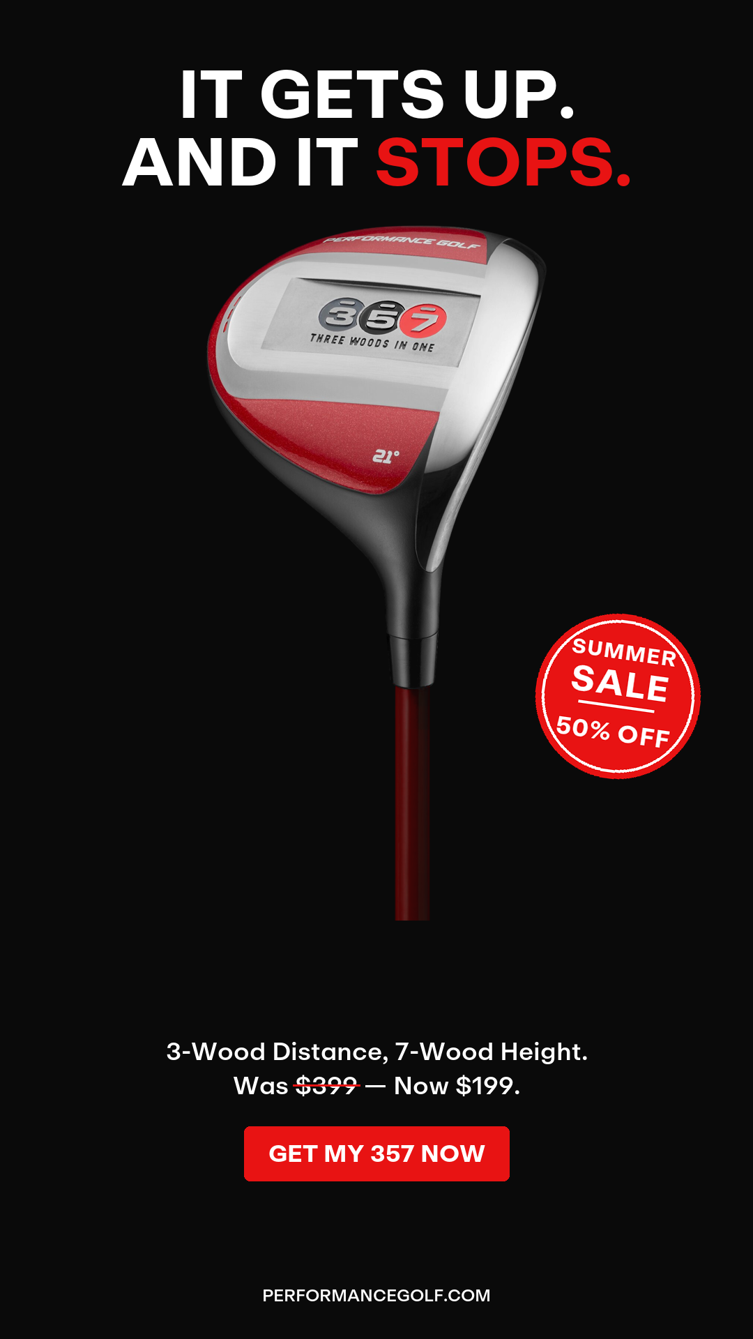Performance Golf Facebook ad