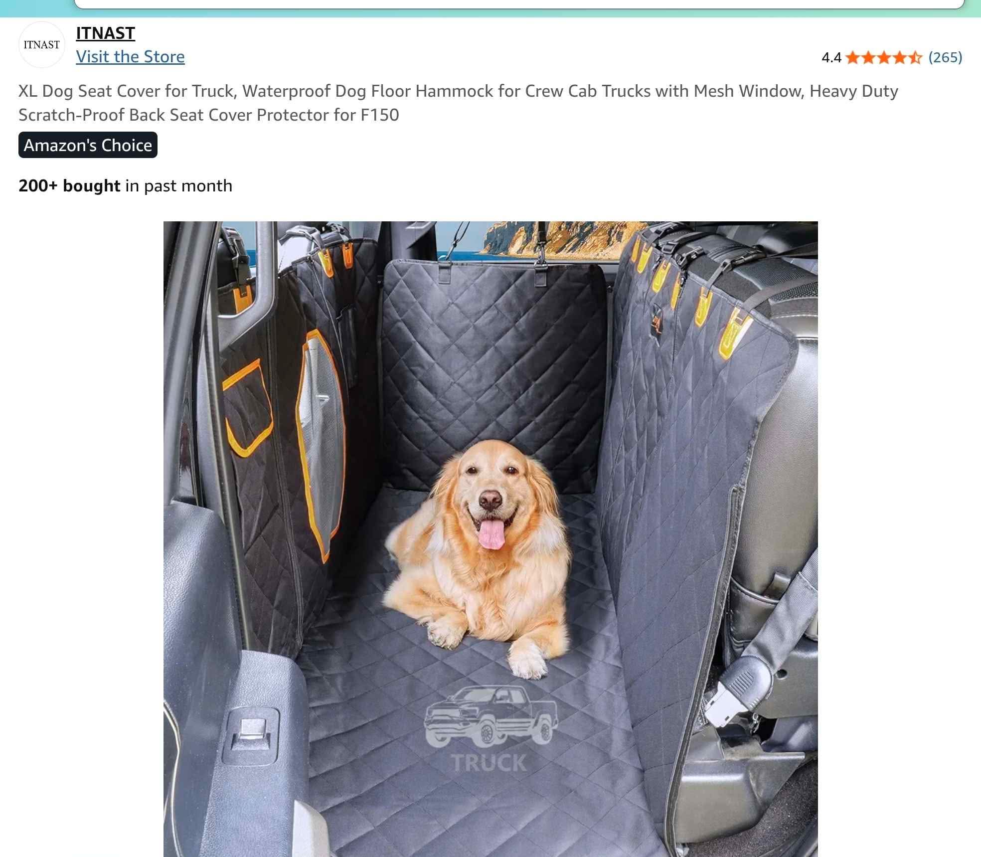 Rossy Nunez Facebook ad: ITNAST XL Dog Seat Cover for Truck, Waterproof Dog Floor…
