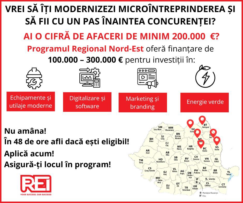 REI Grup Facebook ad: Investiții Microîntreprinderi Nord-Est