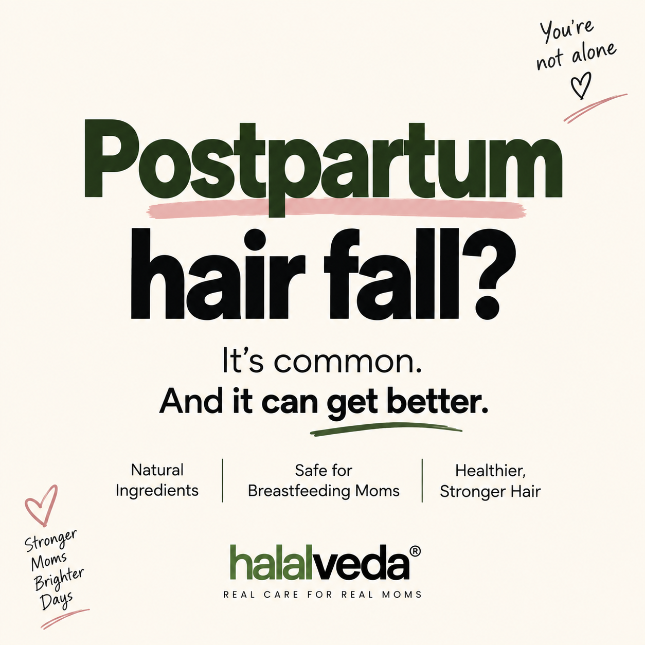 Halalveda.uk Facebook ad: Postpartum Hair Loss Recovery