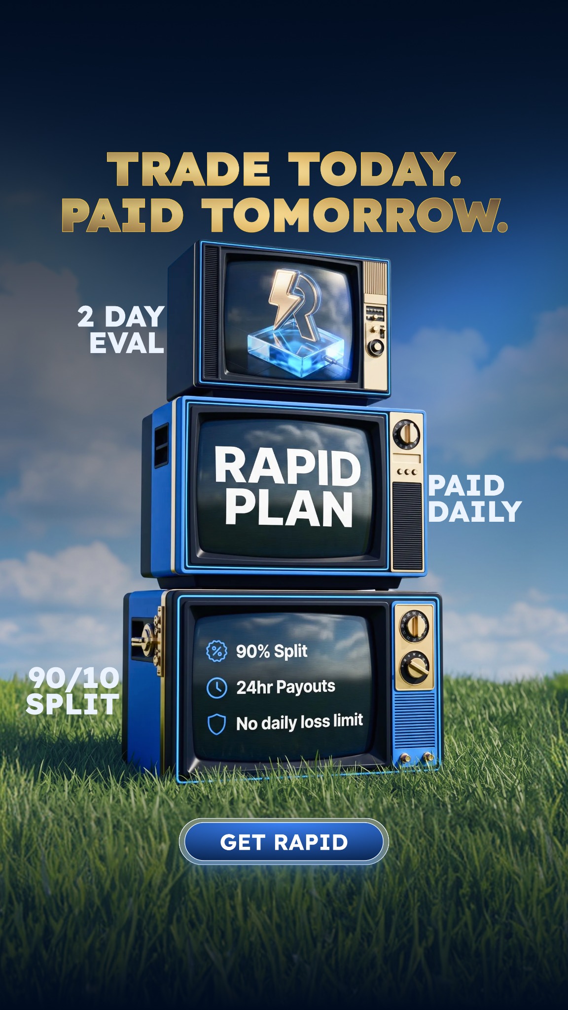 Myfundedfutures Facebook ad: Trade Rapid with Code: MFFU