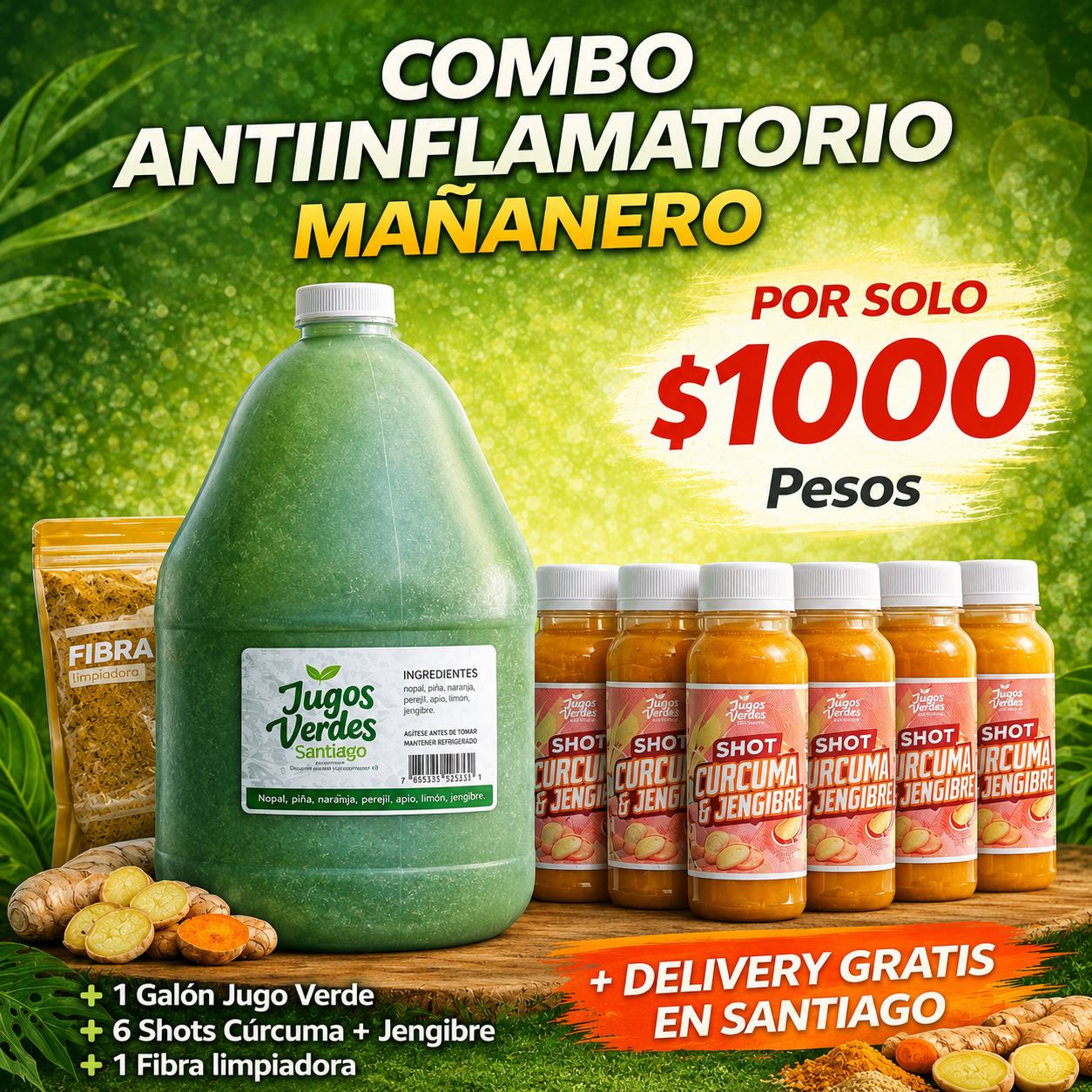 Jugos verdes Facebook ad: PAGA AL RECIBIR
