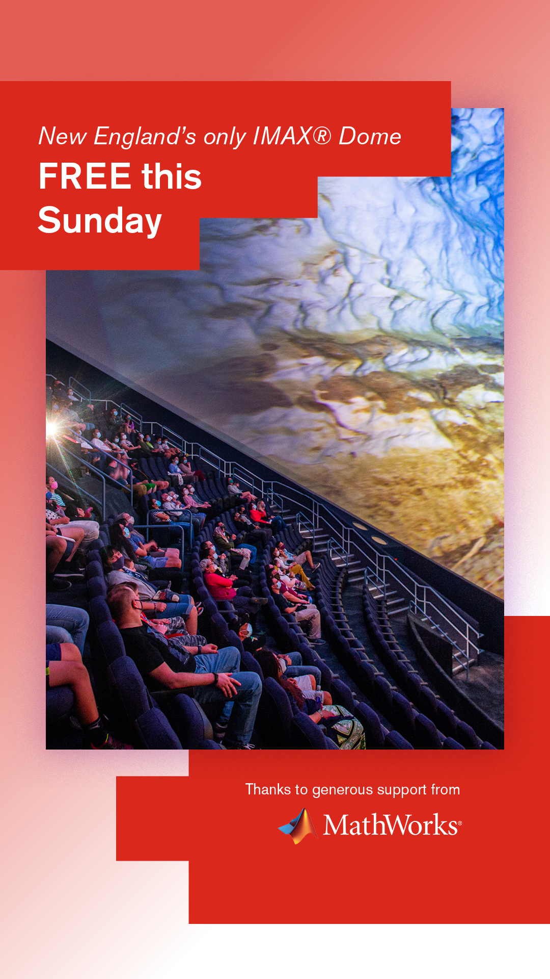 Museum of Science, Boston Facebook ad: Free Films Every First Sunday of the month at the Museum…