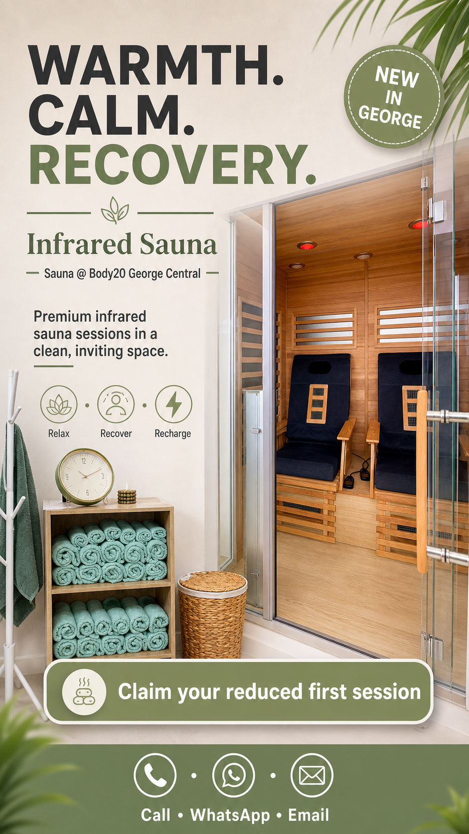 Sauna at Body20 George Facebook ad from May 7, 2026