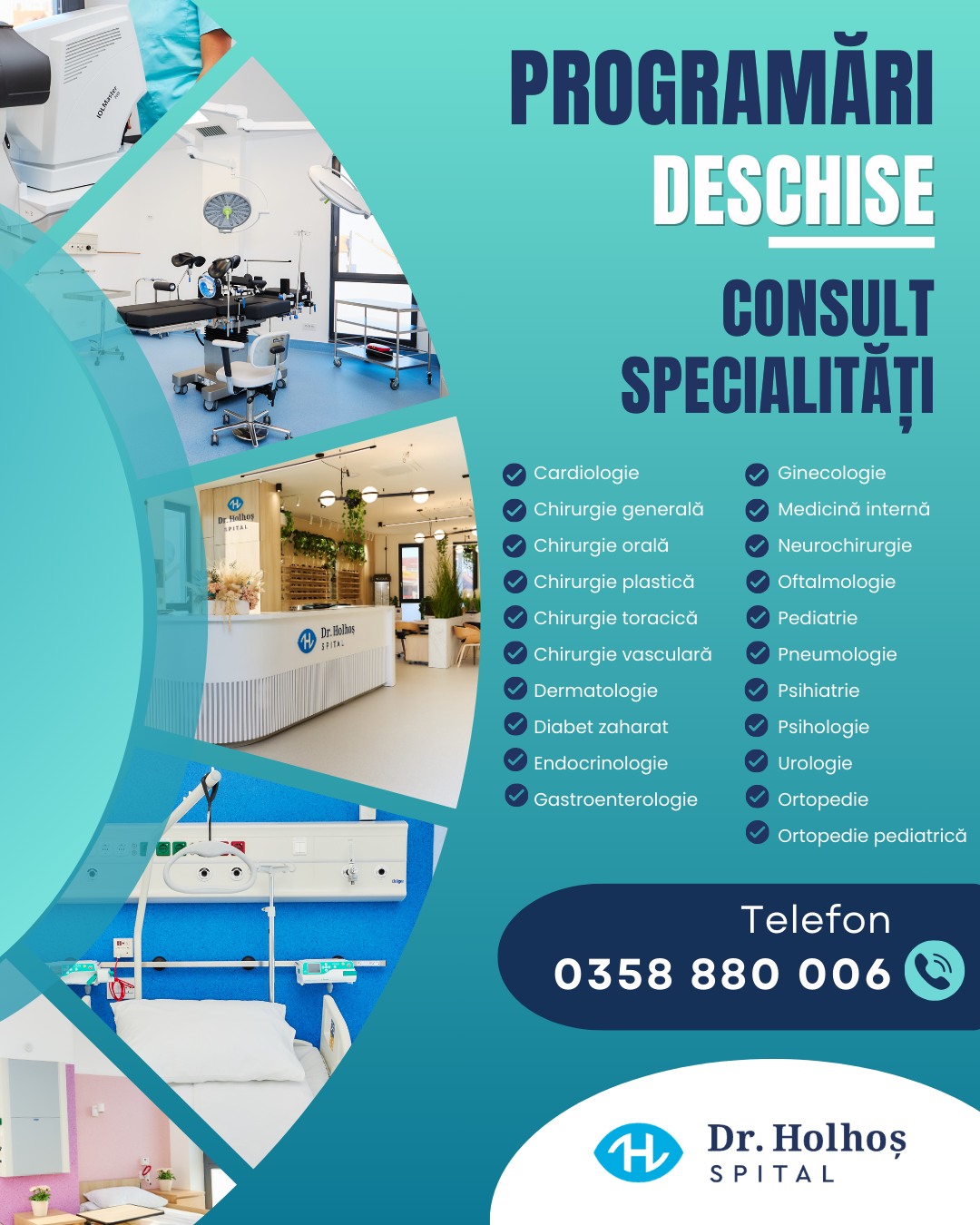 Spital Multidisciplinar Dr. Holhoș Facebook ad: Programări deschise la Spitalul Dr.