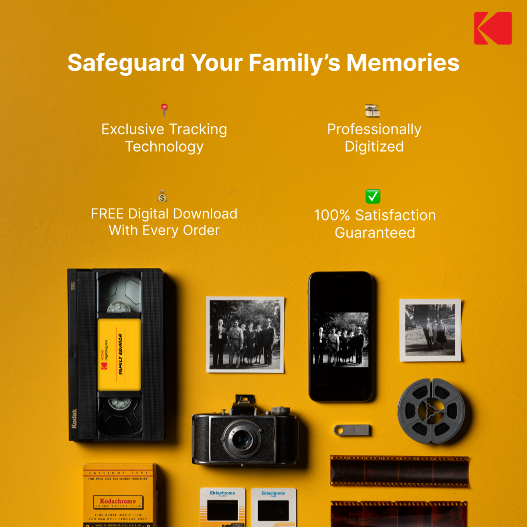 Kodak Digitizing Facebook ad: Pack. Ship. Relive your memories!