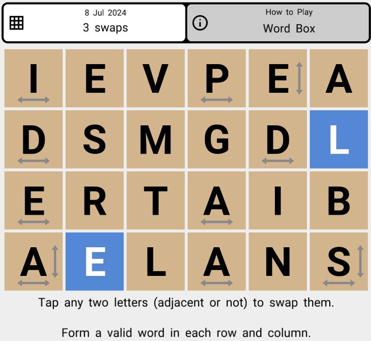 Word Box Facebook ad: Daily word puzzle