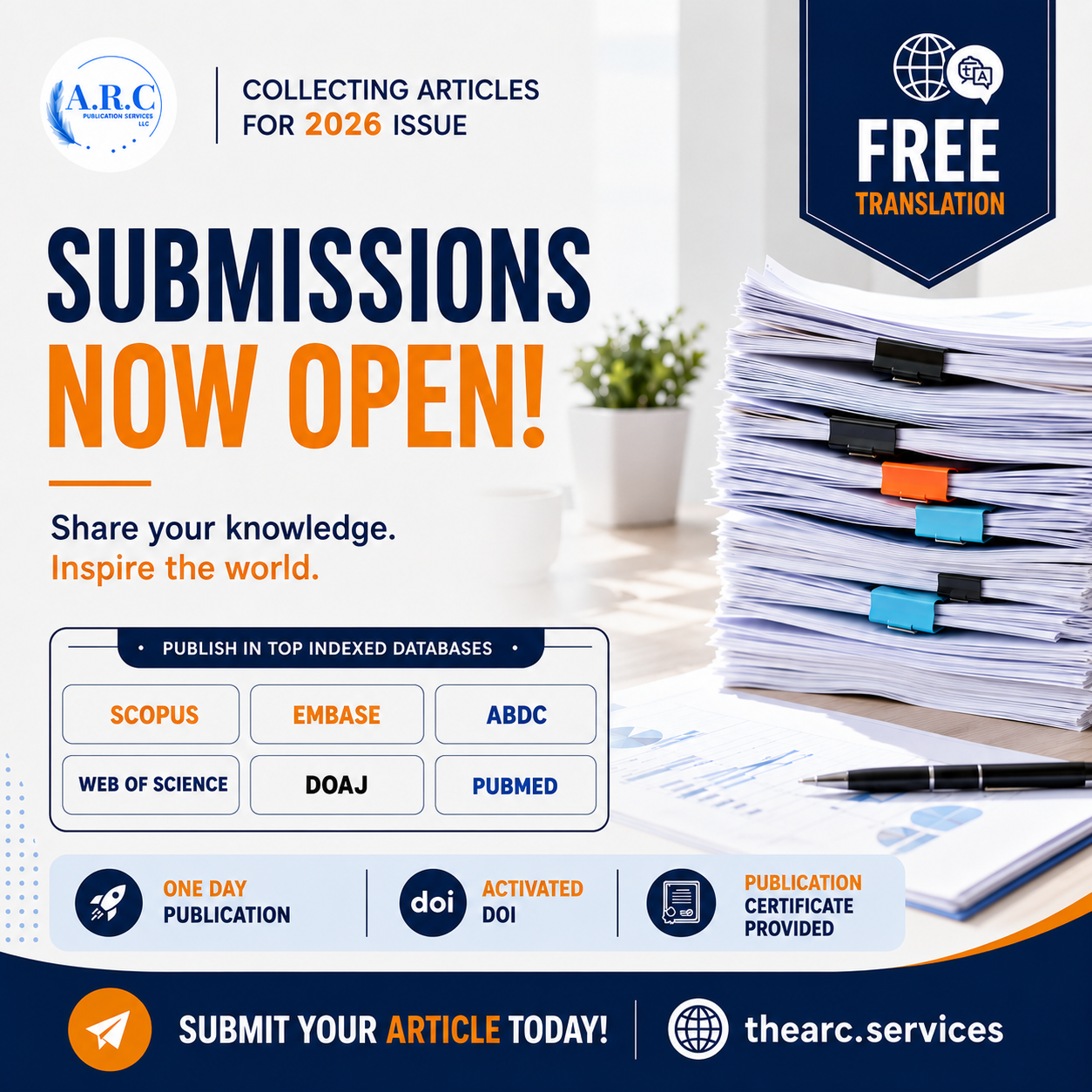 ARC Publication Facebook ad: Submissions Now Open for 2026