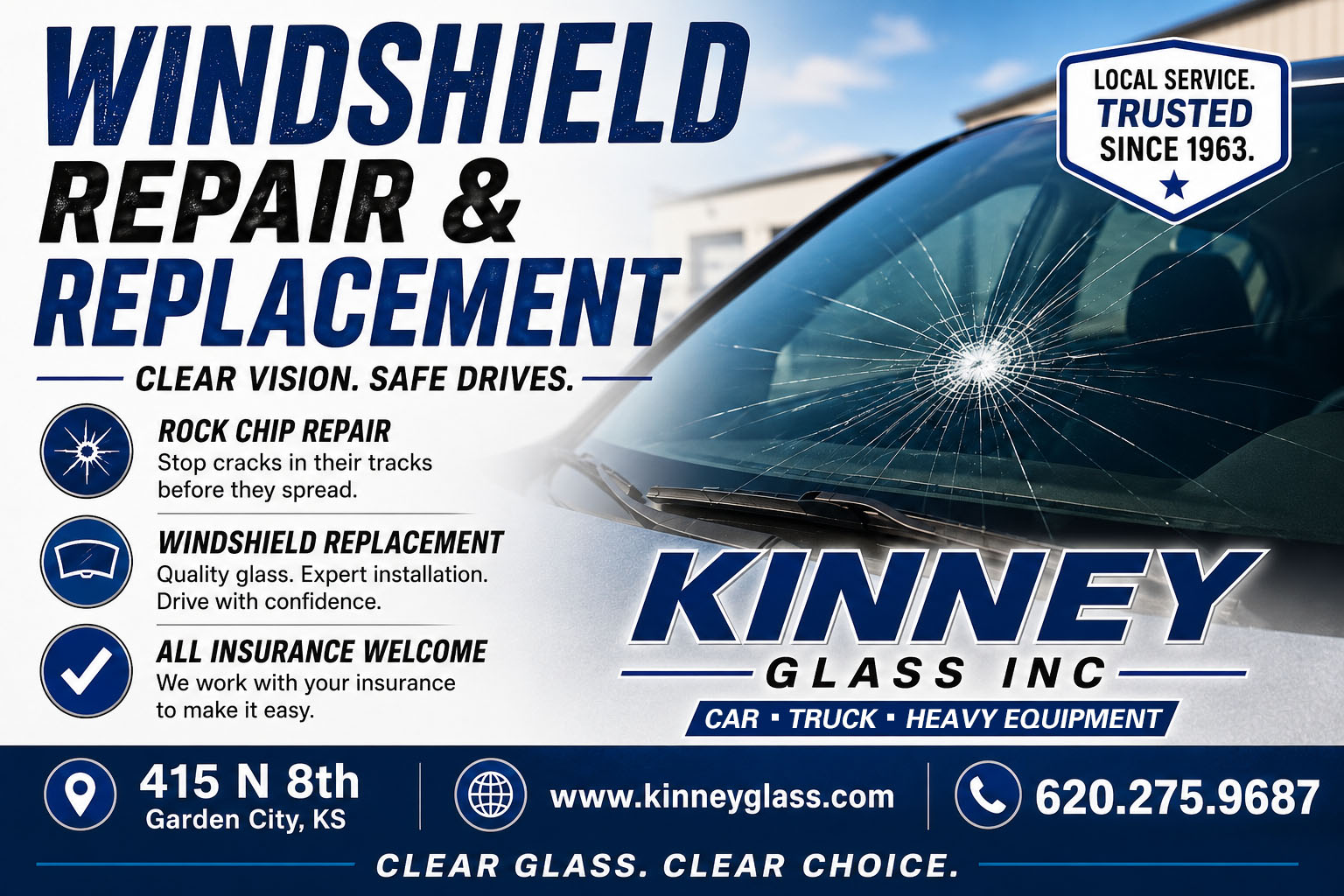 Kinney Glass, Inc. Facebook ad: Call us today for the best price on…