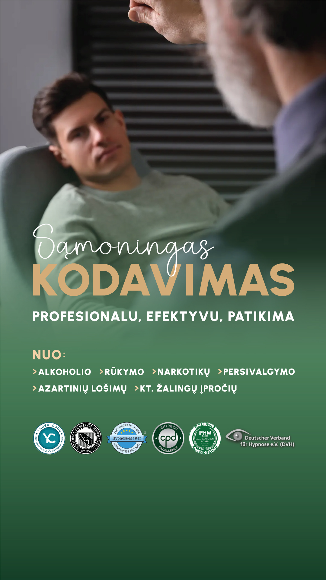Kodavimas. Dariaus Šulco priklausomybių sprendimų kabinetas Facebook ad from Aug 16, 2024
