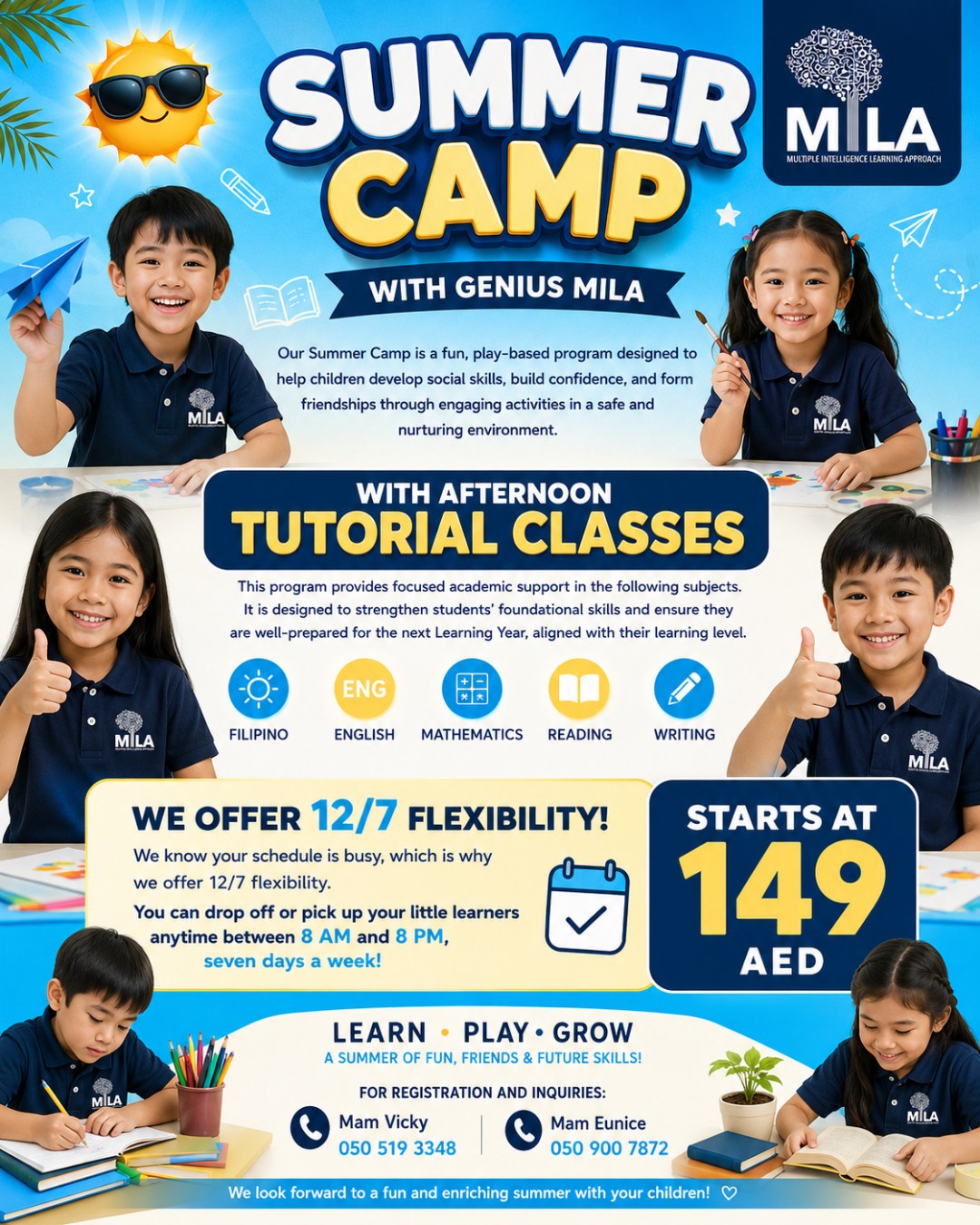Genius MILA Facebook ad: 𝐒𝐔𝐌𝐌𝐄𝐑 𝐂𝐀𝐌𝐏 + 𝐀𝐅𝐓𝐄𝐑𝐍𝐎𝐎𝐍…