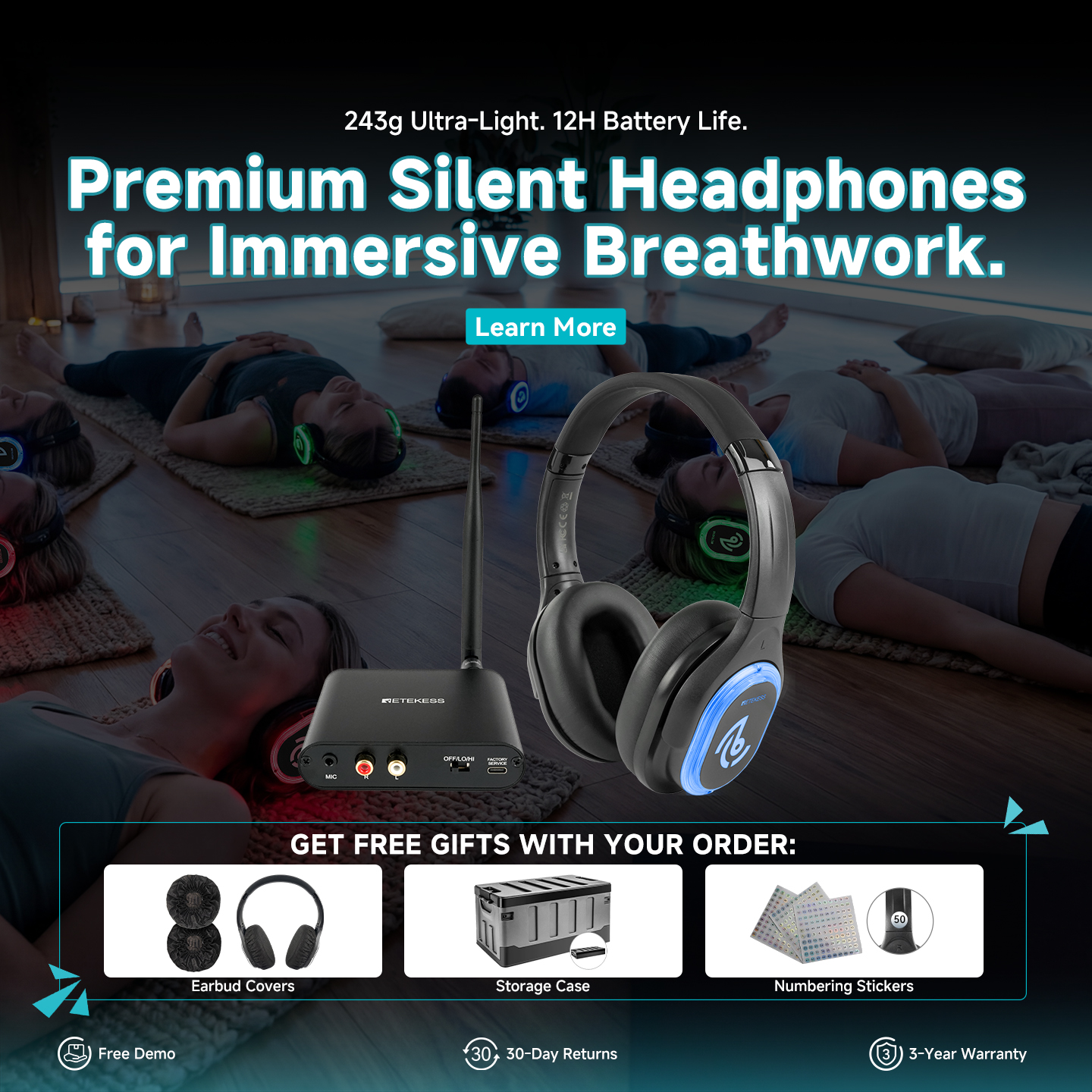Retekess Global Facebook ad: 25% OFF TA003 TA004 Wireless Silent Disco Headphones