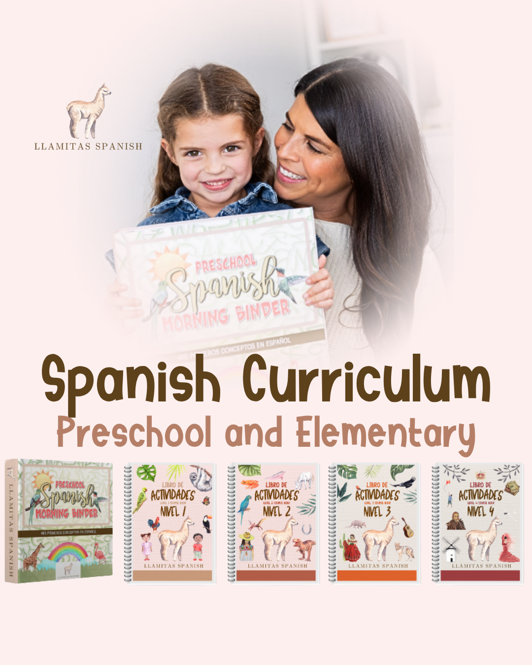 Llamitas Spanish Facebook ad: Say hola to beautiful and fun Spanish learning!