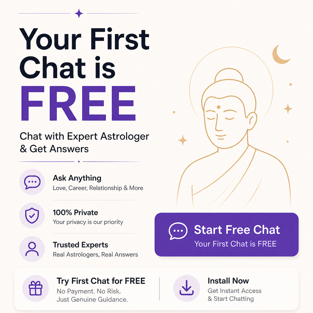KundliChat - Free Astrology Chat Facebook ad: First Chat Free