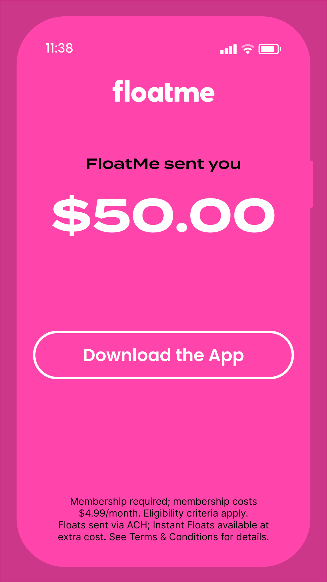 FloatMe Facebook ad from Nov 17, 2025
