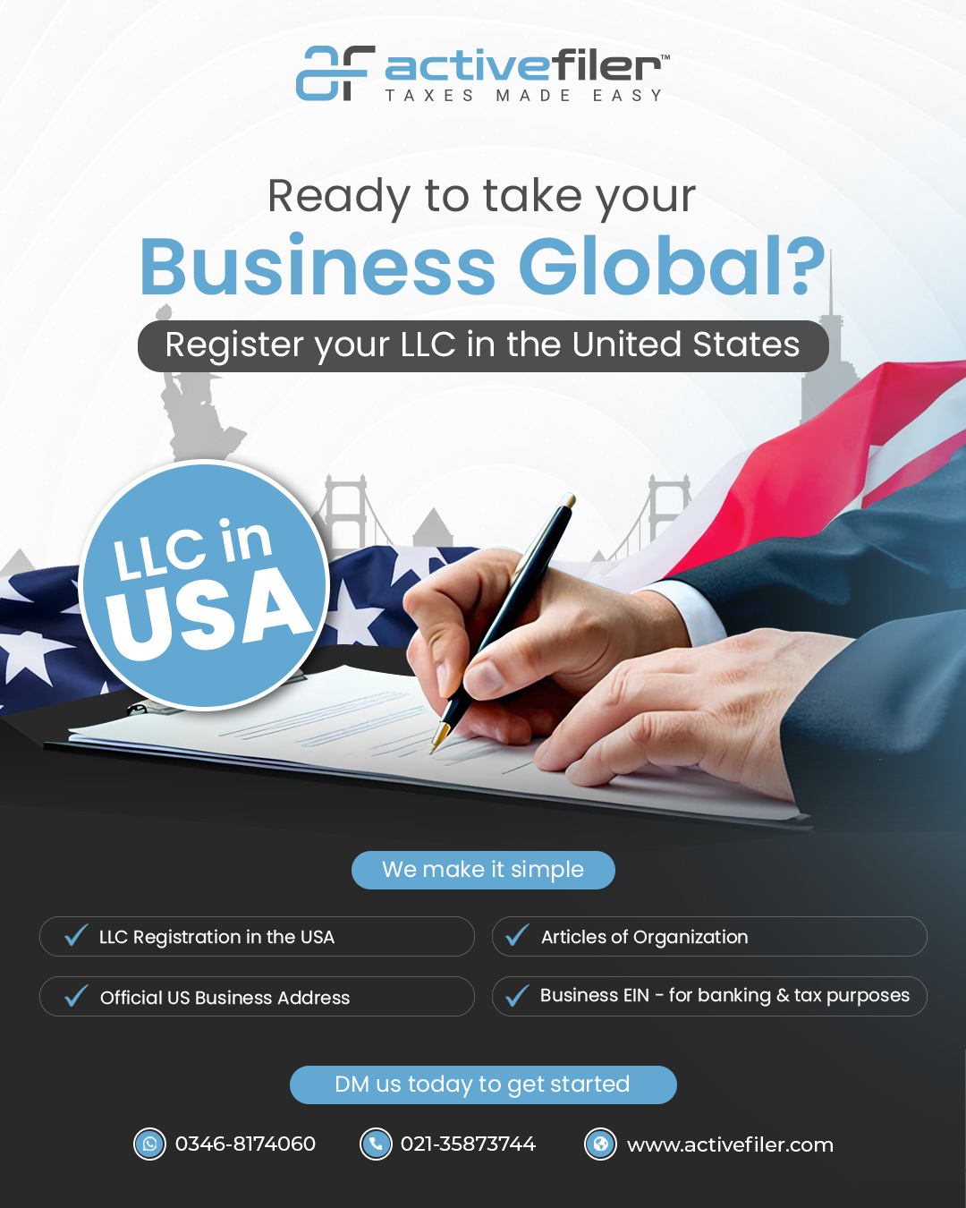 Active Filer Facebook ad: Fast & Easy U.S. LLC Formation with ActiveFiler