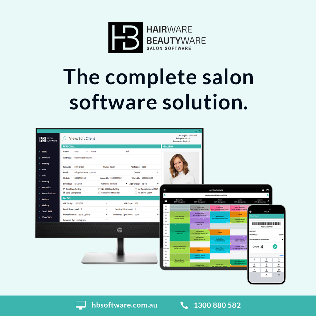 HB Salon Software Facebook ad from Oct 22, 2024