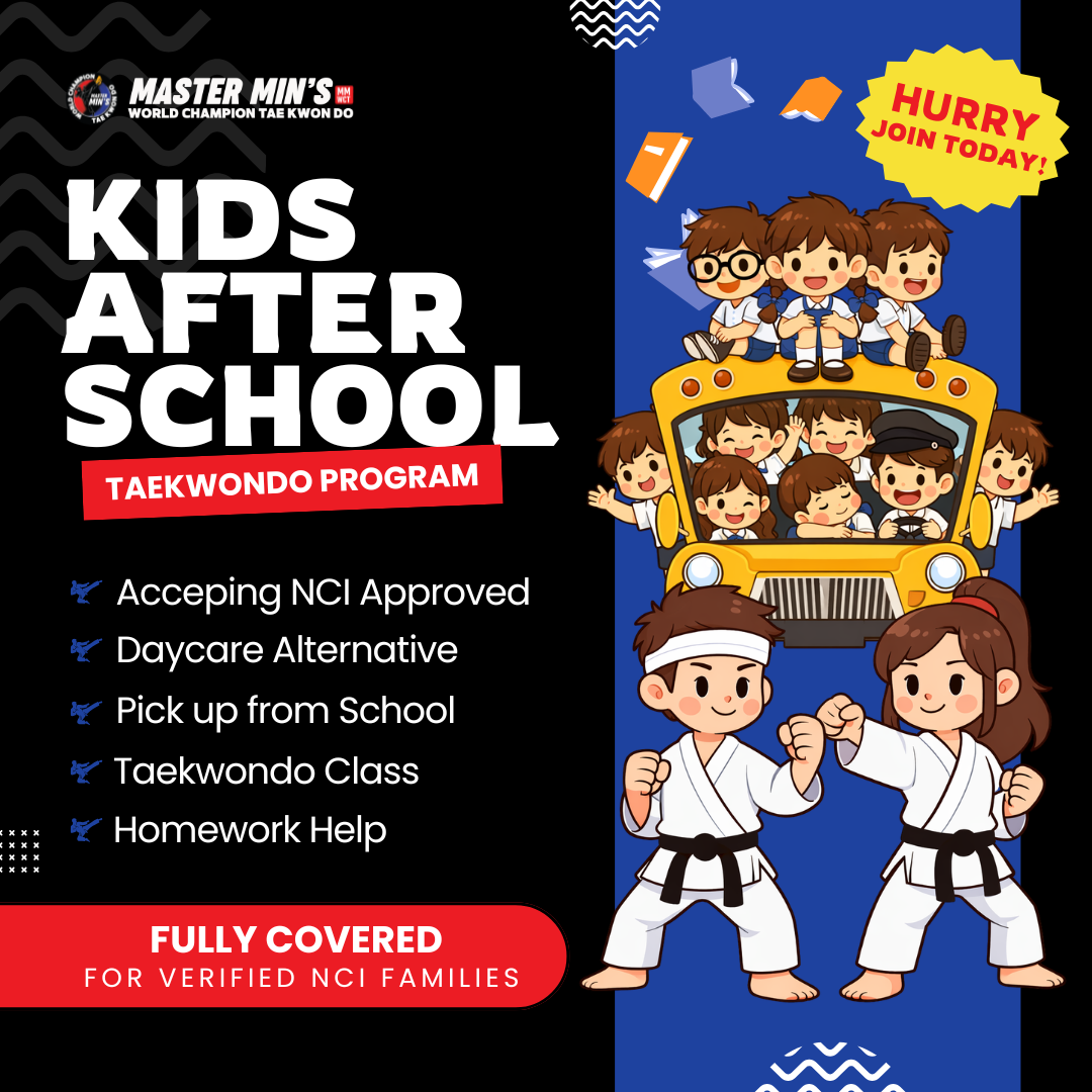 Master Min’s World Champion Tae Kwon Do Facebook ad: $0 After-School Care