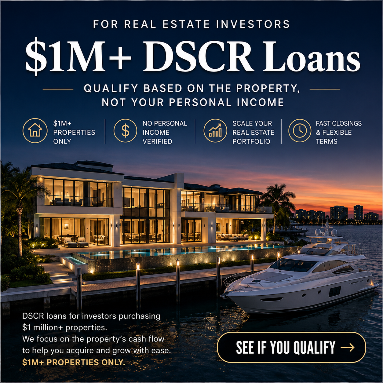 Bridge Lending Capital Facebook ad: $1M+ DSCR Loans · From 5.75%